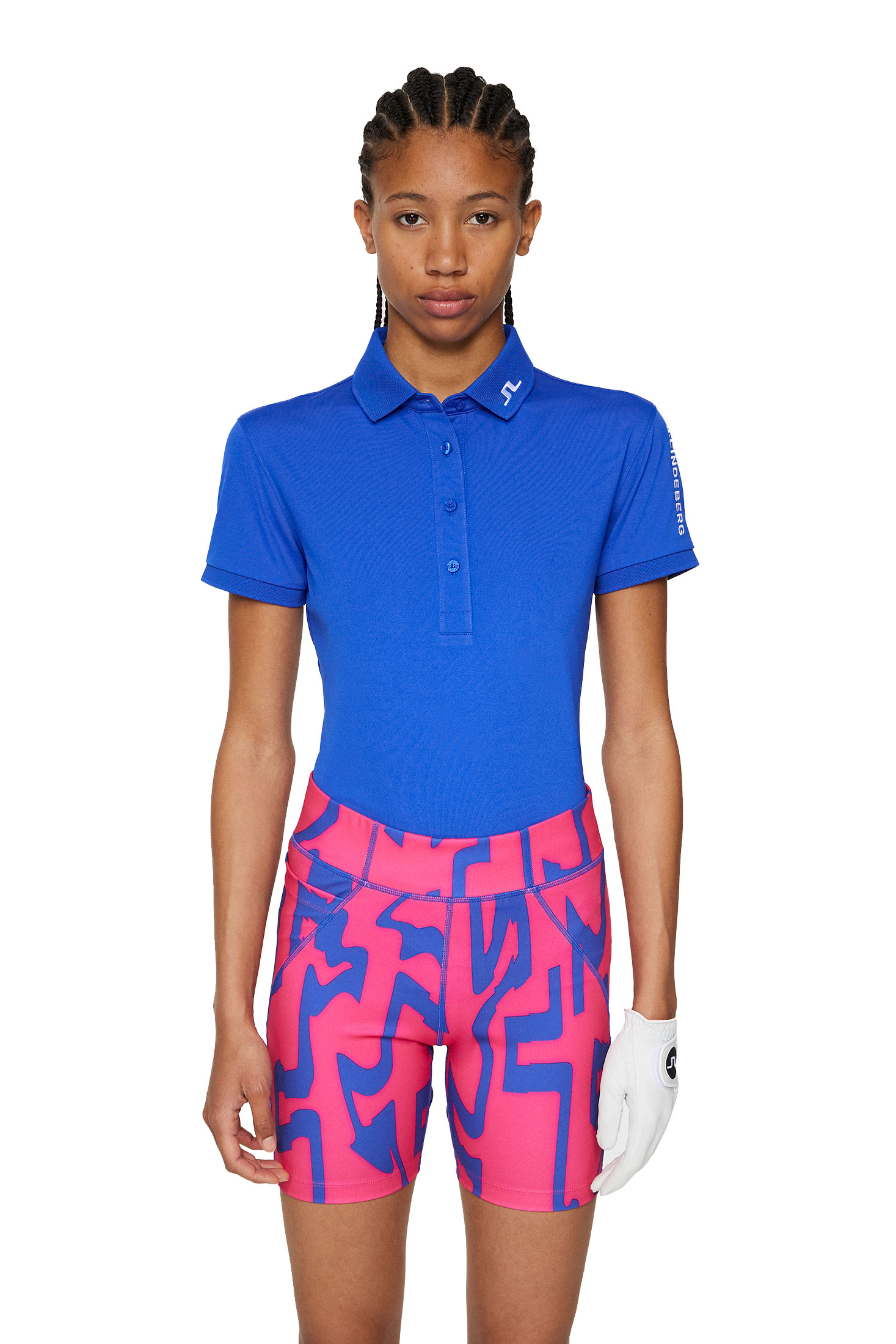 Женское поло для гольфа J Lindeberg Tour Tech Club Blue с коротким рукавом 11890₽